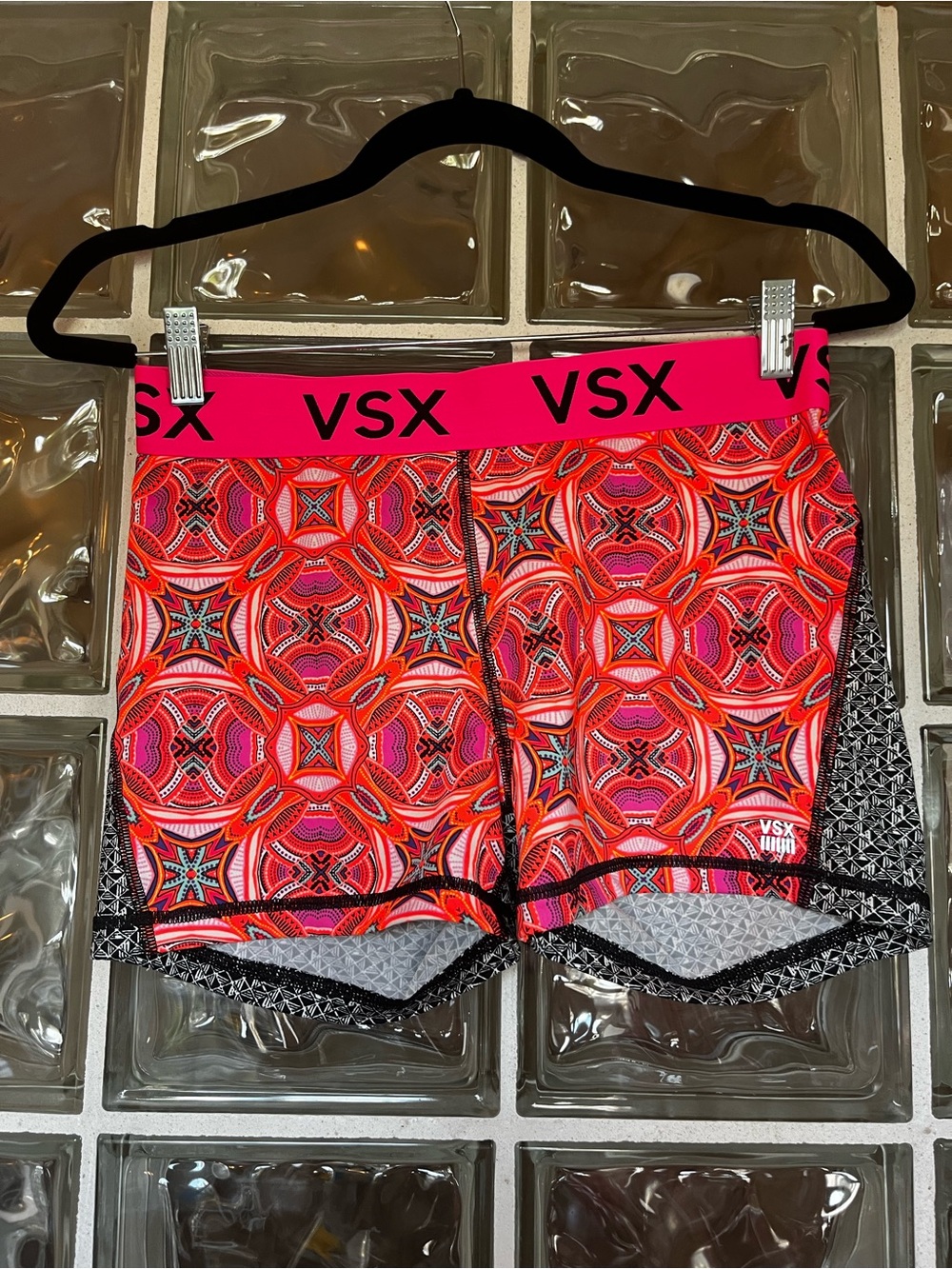 VSX Pink & Red Geometric Athletic Shorts